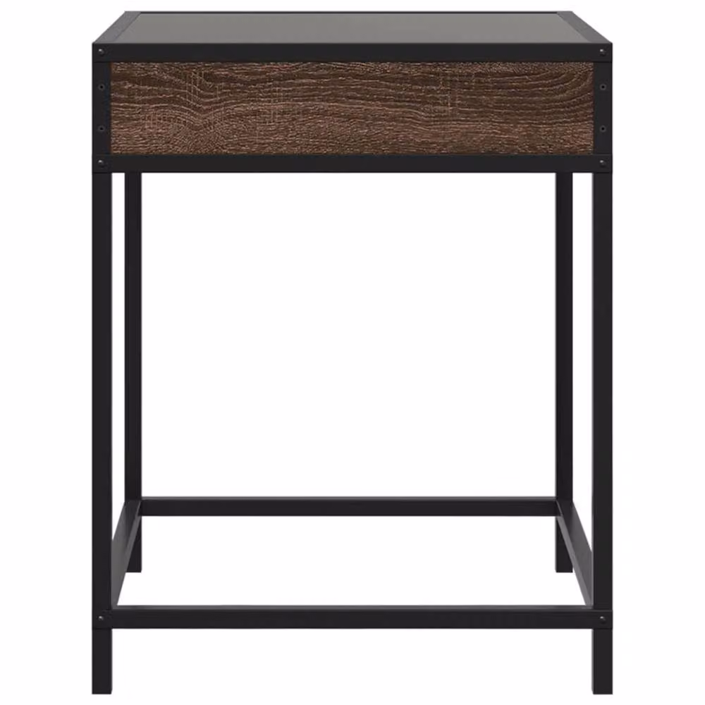 Berkfield Home Decorative Bedside Table with Infinity LED in Brown Oak, W/D/H: 40 x 40 x 51 cm – 4