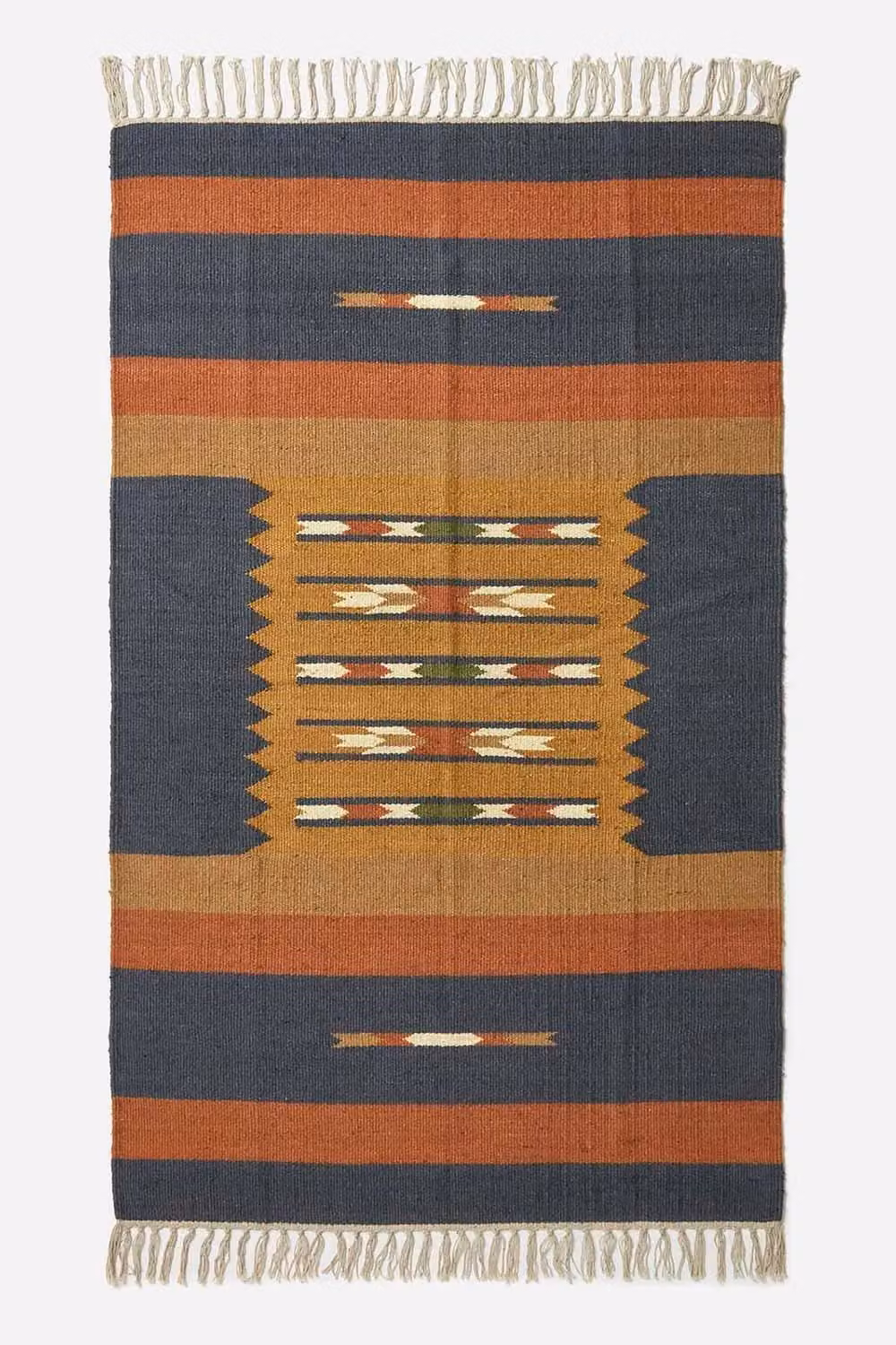 Homescapes Lundi Orange & Blue Kilim Cotton & Jute Rug, W: 240 cm, D: 300 cm – 2