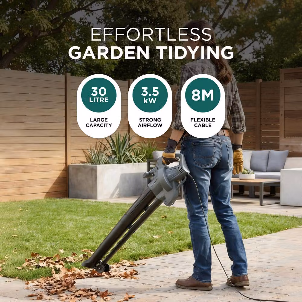 DMD Collective 3500W Corded Leaf Blower and Vacuum in Grey – 3