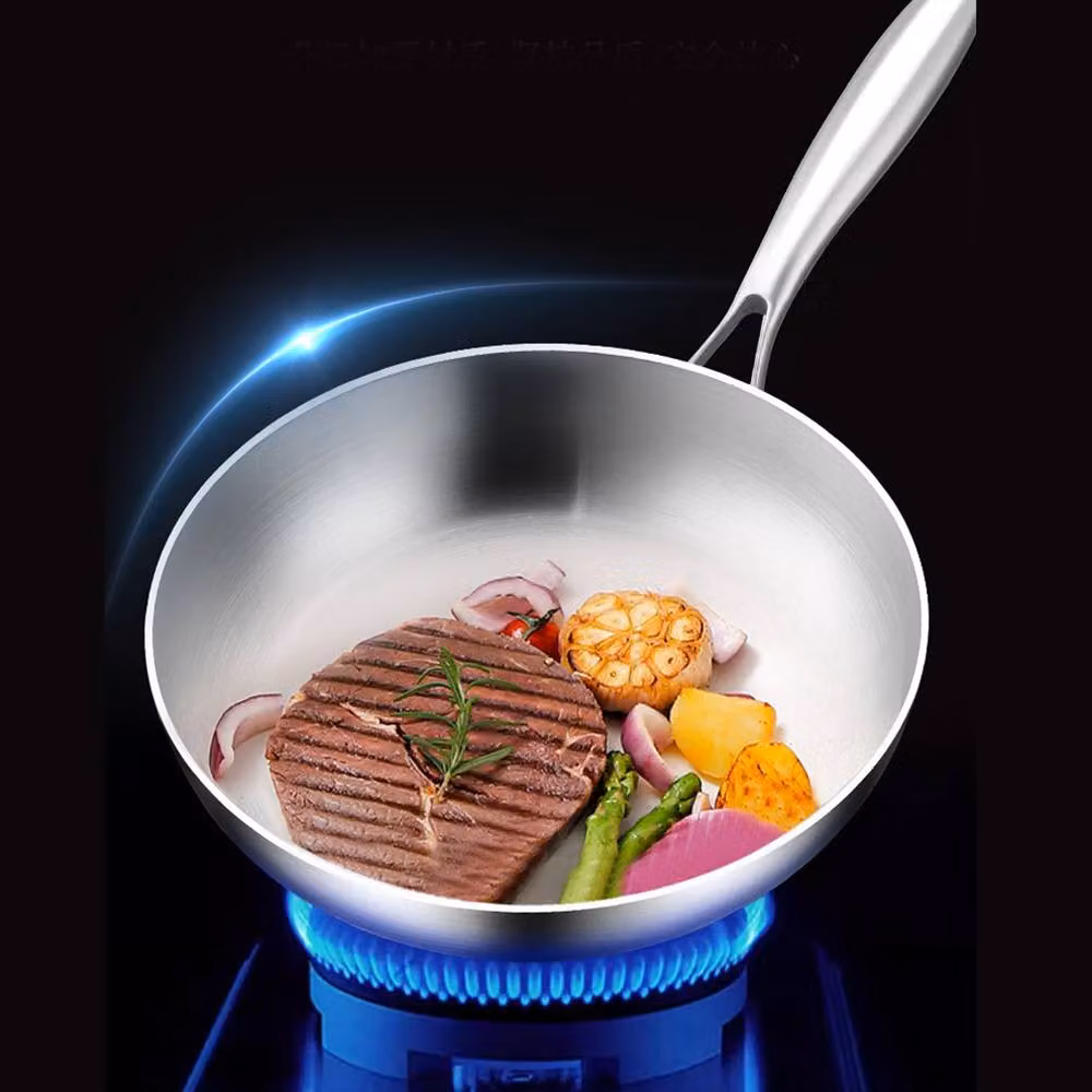 Nordara Uncoated Stainless Steel Frying Pan with Removable Handle in Silver, 28 cm – 3