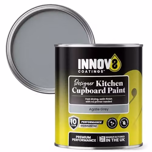 Innov8 Coatings Designer Kitchen Cupboard Paint in Agate Grey, Satin Finish, 750 ml