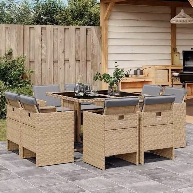 Berkfield Home Garden Dining Set in Beige and Black – 1