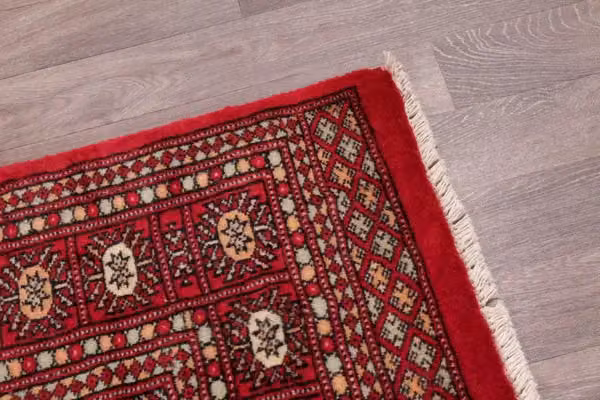 Prestige Rug Collection Red Oriental Hand-Knotted Wool Bokhara Rug, W: 90 cm, L: 150 cm – 2