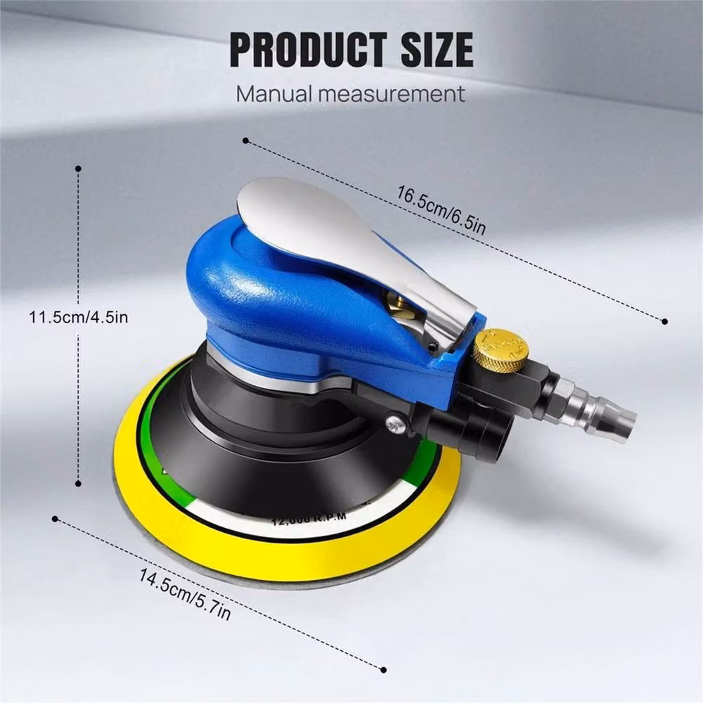 Nordara Blue Pneumatic Air Random Orbital Palm Sander with 150mm Pad and 11000RPM Power Polisher – 2