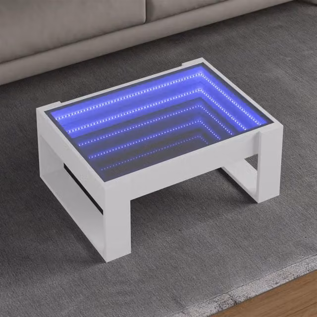 Berkfield Home Infinity LED Coffee Table in White, W/D/H: 70 x 53 x 30 cm – 1