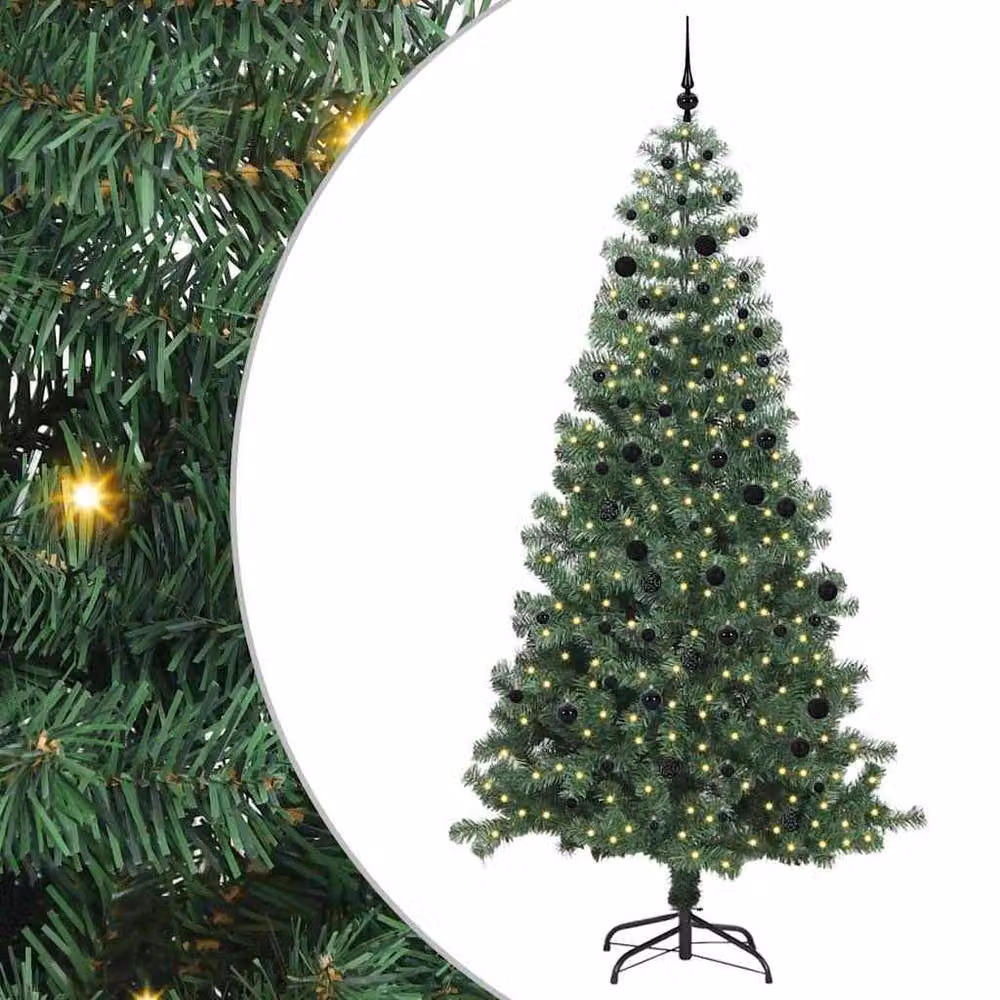 Berkfield Home Green PVC Christmas Tree with 300 LEDs and Stand, Height: 240 cm – 2