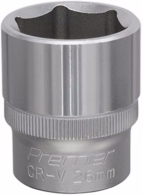 Loops 26mm Steel Drive Socket, 1/2 inch Square Drive, Chrome Vanadium, Silver