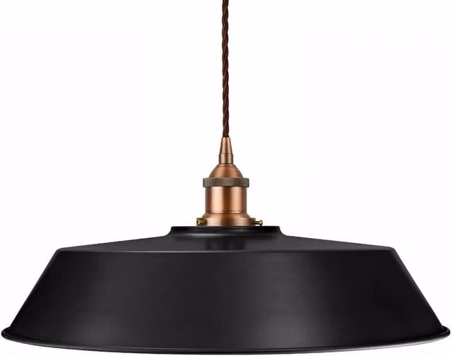 SE Home Chancery Large Suspended Pendant Light in Matt Black and Antique Copper