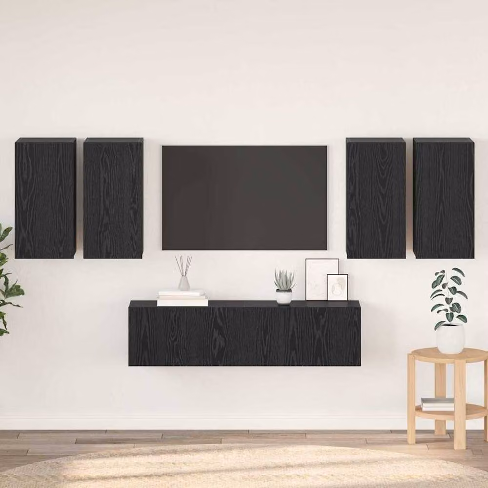 Berkfield Home 6-Piece TV Cabinet Set in Black Oak, W/D/H: 60 x 30 x 30 cm – 2