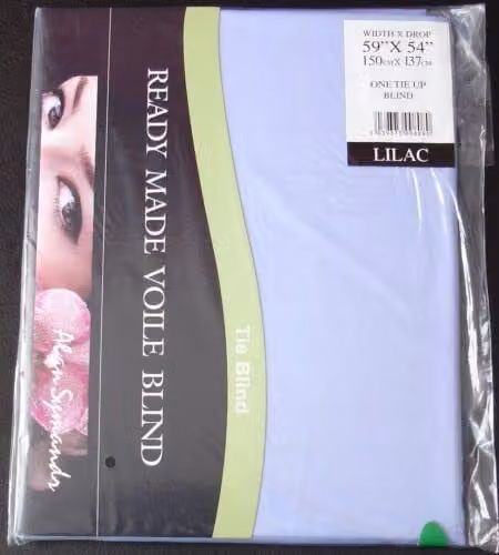 Luxor Living Sheer Voile Tie Up Curtain Blinds in Purple, Width: 228 cm, Drop: 137 cm