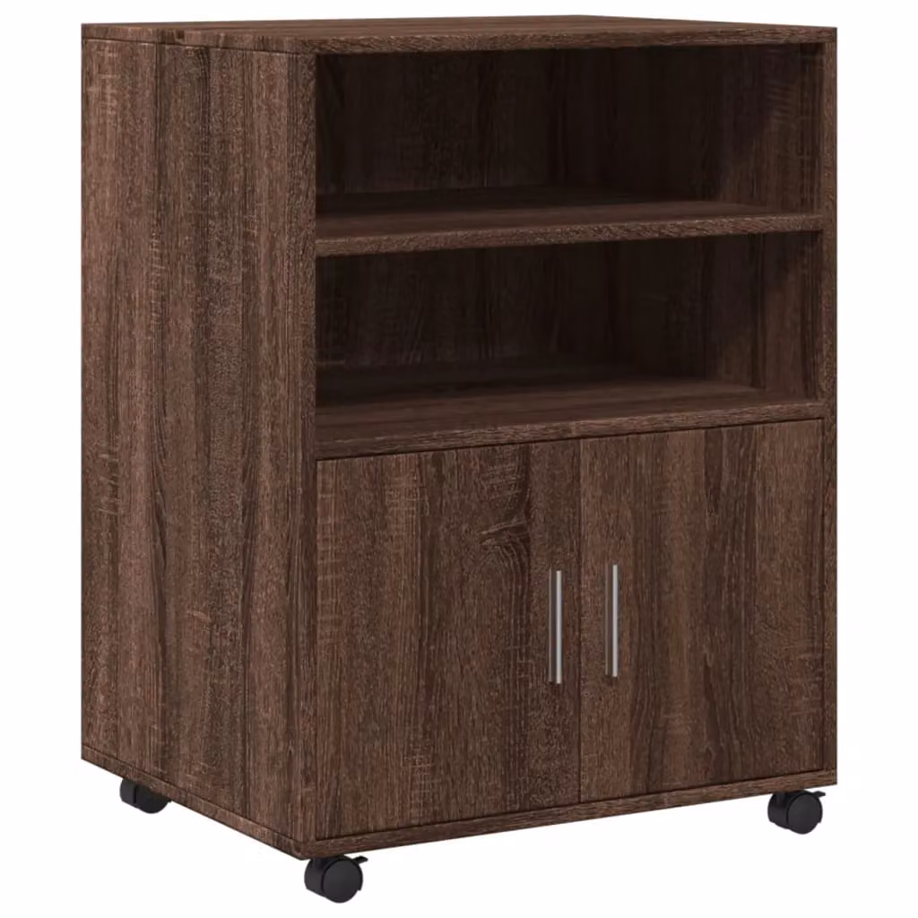 Berkfield Home Rolling Cabinet in Brown Oak, W/D/H: 60 x 48 x 81 cm – 2