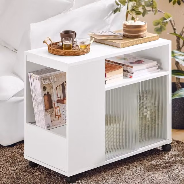SoBuy Quintasia Glass Door Drawer File Cabinet in White