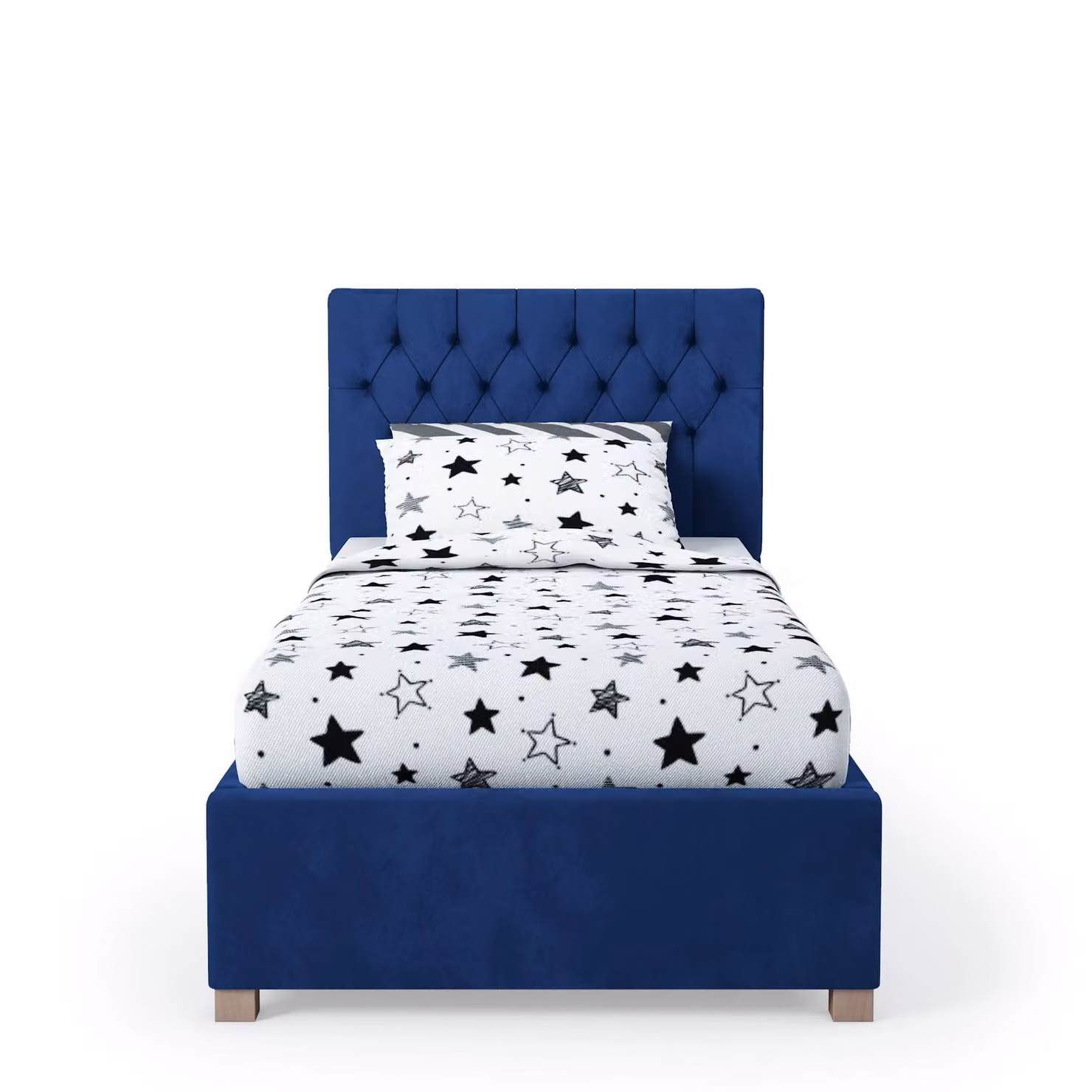 Rest Relax Mia Single Ottoman Bed in Blue Velvet Fabric, W/D/H: 90 x 200 cm – 2