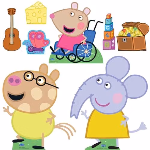 Star Cutouts SC4528 Peppa Pig Mandy Mouse, Emily Elephant and Pedro Pony Multicolour Paper Cutouts, 66cm