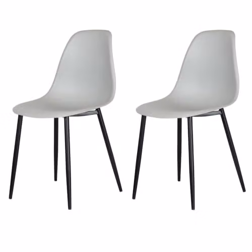 Core Products Aspen Pair of Grey Plastic Armless Dining Chairs with Powder Coated Metal Frame