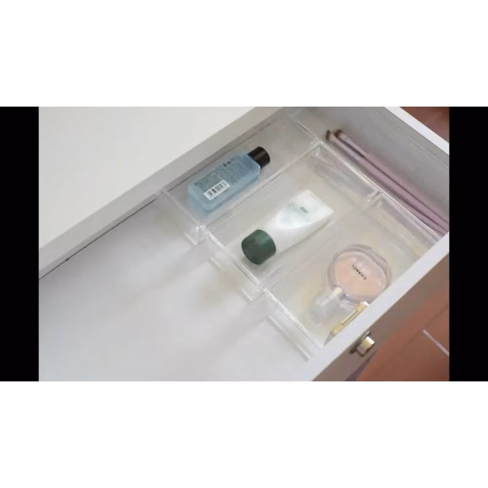 VOGREX 14-Piece Clear Plastic Drawer and Fridge Organiser Tray Set for Makeup and Storage – 2