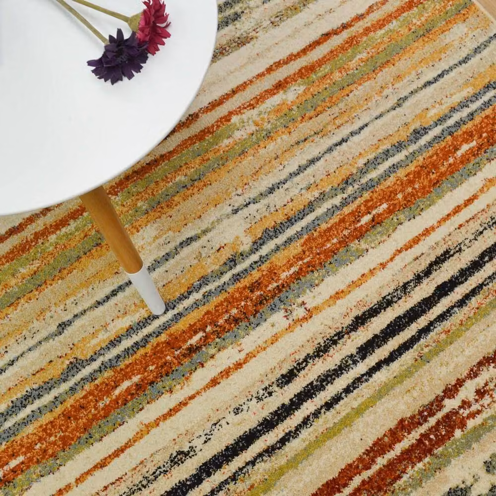 The Rug Shop UK Modern Striped Multicolour Polypropylene Area Rug W: 200 cm, D: 290 cm – 2