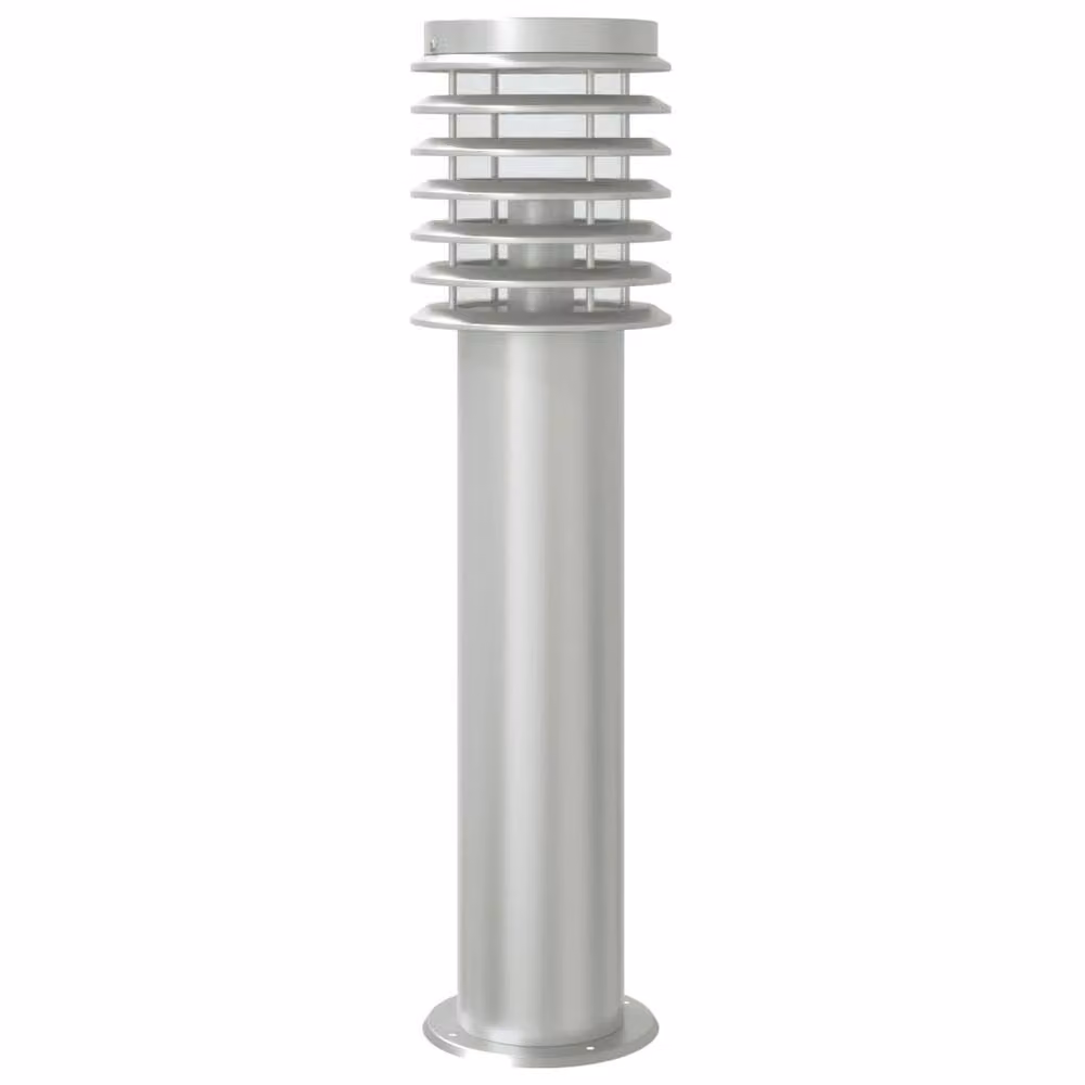 Berkfield Home Set of 3 Silver Stainless Steel Outdoor Bollard Floor Lamps with Twilight Sensor, Height: 60 cm – 2