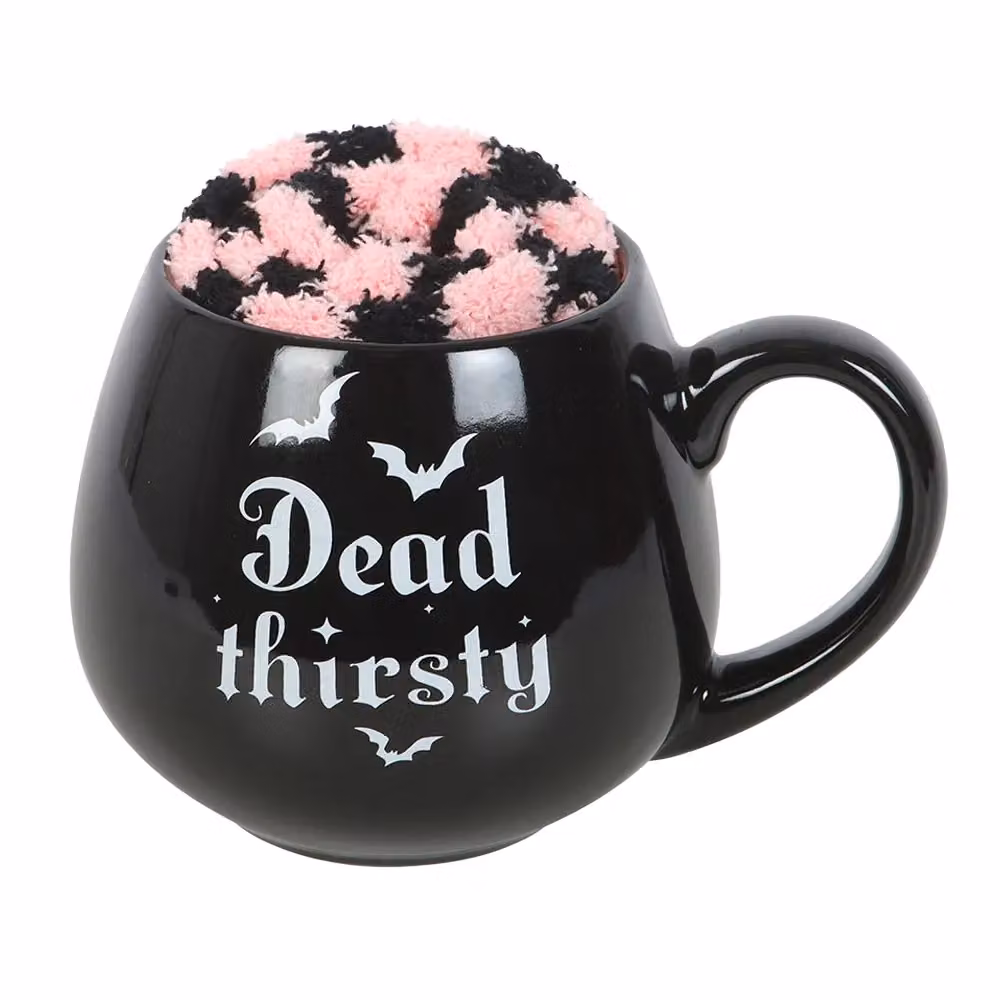 Something Different Dead Thirsty Black Ceramic 500ml Mug and Striped Sock Set – 3