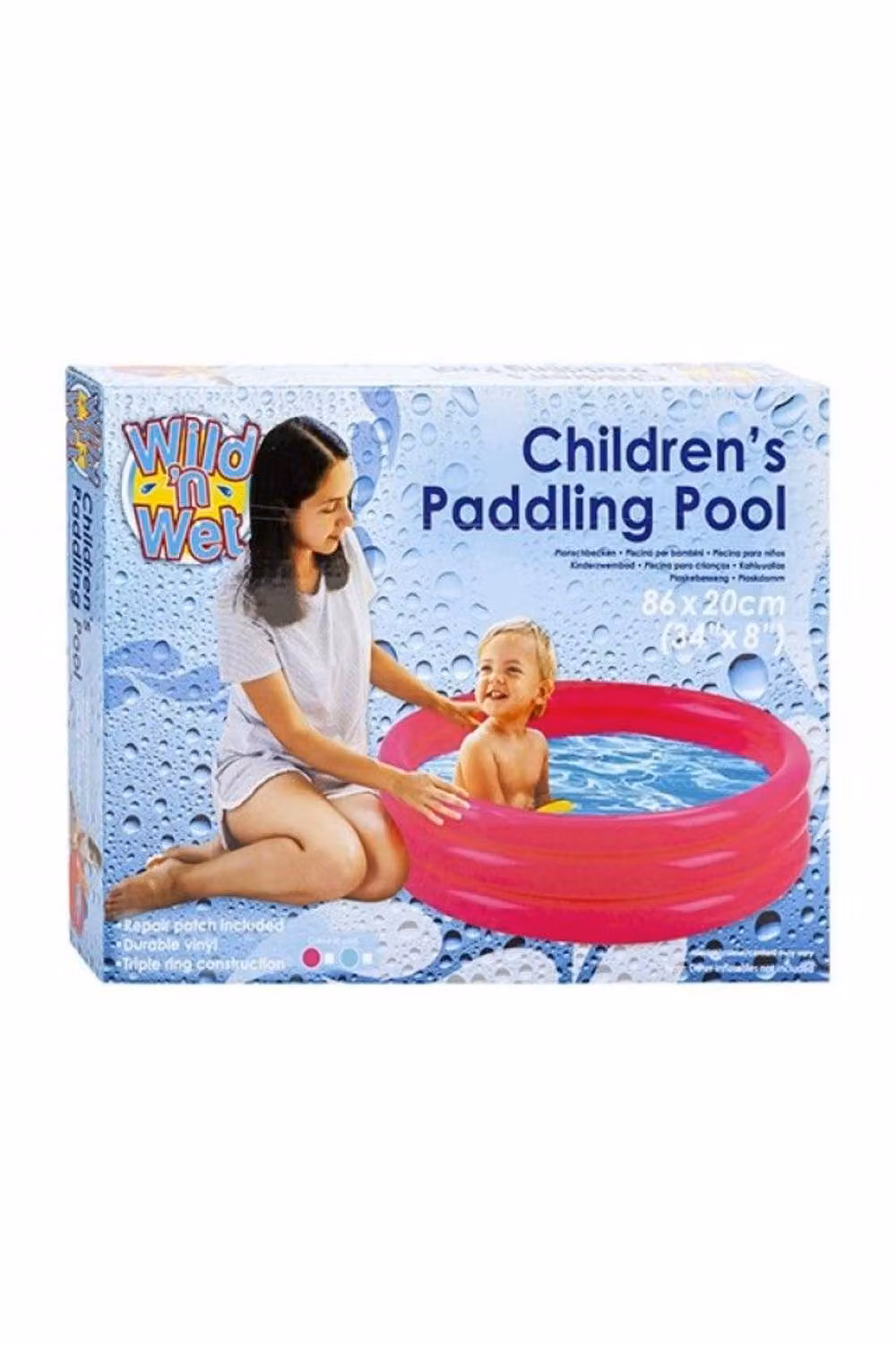 KDMD Pink 3 Ring Inflatable Round Paddling Pool, Diameter: 86.36 cm, Height: 20.32 cm – 2