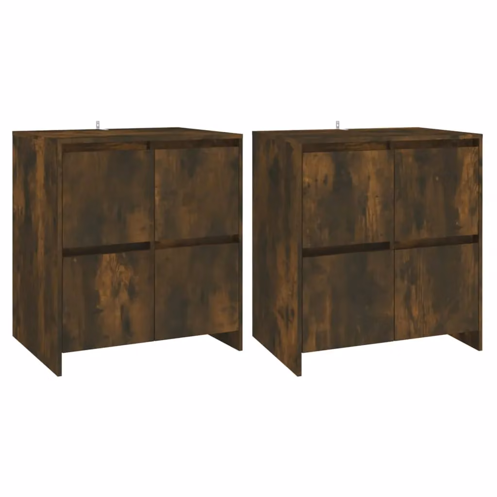 Berkfield Home Set of 2 Smoked Oak Sideboards in Brown, W/D/H: 70 x 41 x 75 cm – 2