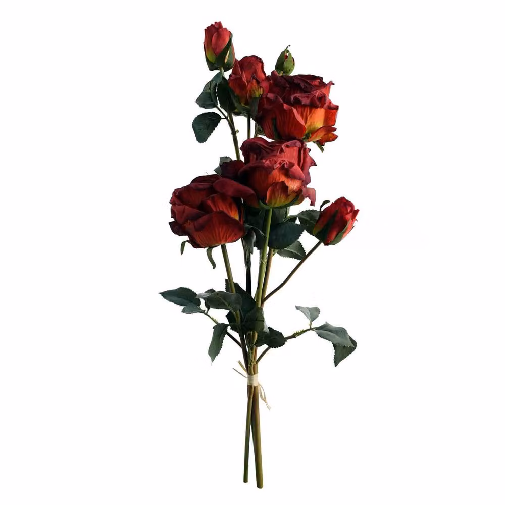 Leaf Red Rose Artificial Flower Sprays, Set of 6, 60 cm Height – 2