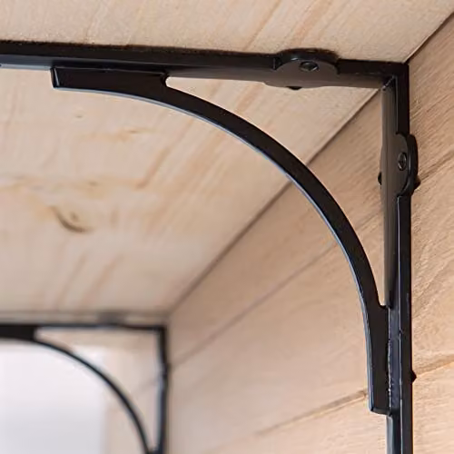 Hammer and Tongs Curved Iron Shelf Bracket in Matt Black, Pack of 2 – 4