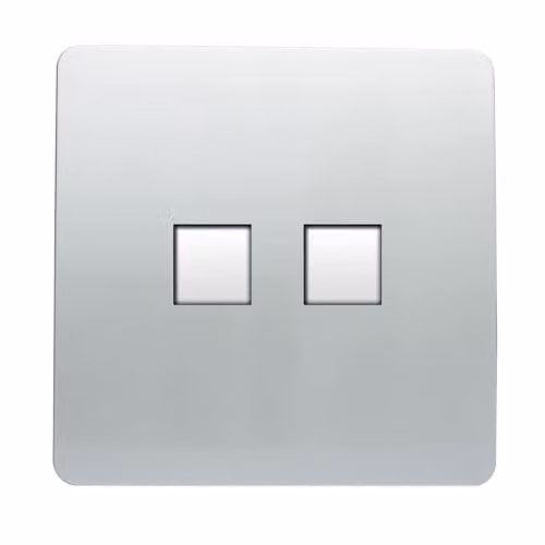 Trendi Switch 2 Gang RJ45 Cat 6 Ethernet and Telephone Secondary Socket in Platinum Silver Art-TLP+PC6SI
