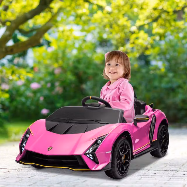 AIYAPLAY Licensed Lamborghini Autentica 12V Electric Ride on Car, Pink