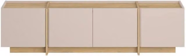 CALICOSY 4-Door Onyx TV Stand in Beige and Oak, W: 180 cm, D: 35 cm, H: 46 cm