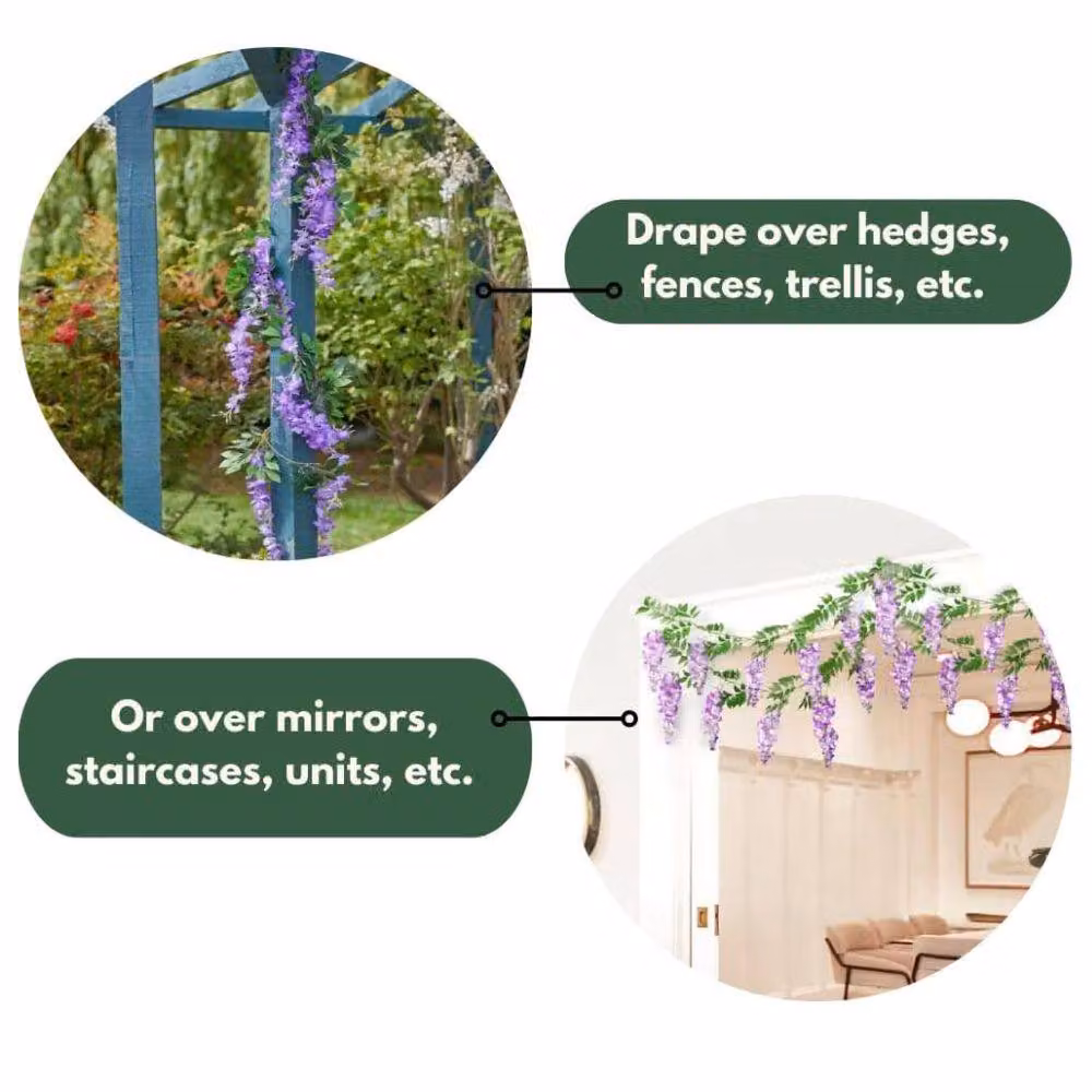Marco Paul Purple Wisteria Artificial Hanging Garden Garland, Length: 180 cm – 3