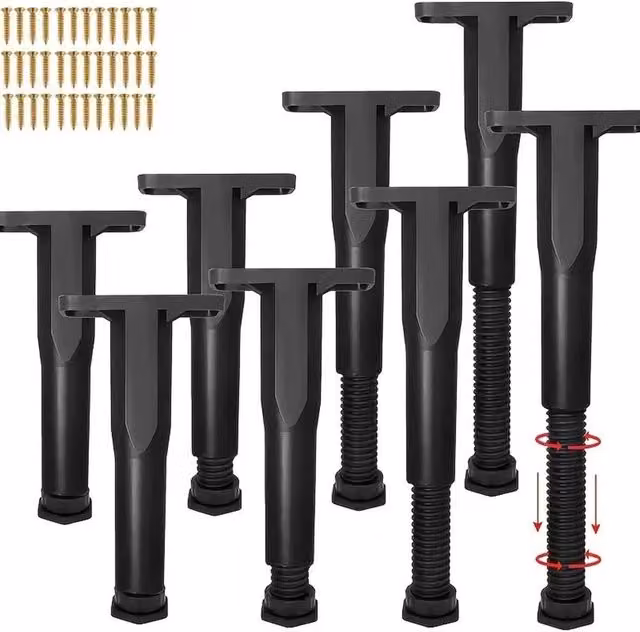FLAVORA Adjustable Bed Support Leg in Black, Height: 52 cm