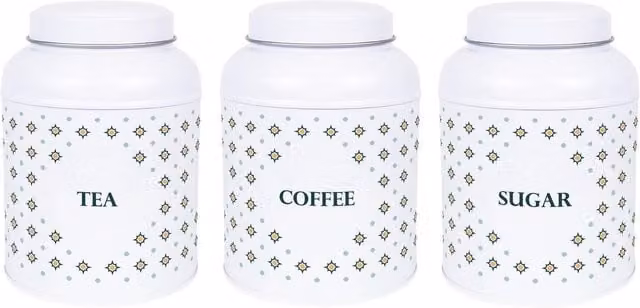 Purely Home Octagonal Stars Hot Chocolate Canister with Small Dome Lid in White Metal