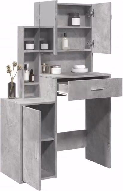 Berkfield Home Dressing Table with Cabinet in Concrete Grey, W/D/H: 80 x 35 x 132 cm