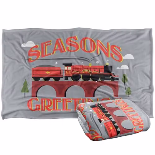 Warner Bros. Harry Potter Hogwarts Express Christmas Seasons Greetings Super Soft Silky Touch Fleece Throw Blanket, Multicolour