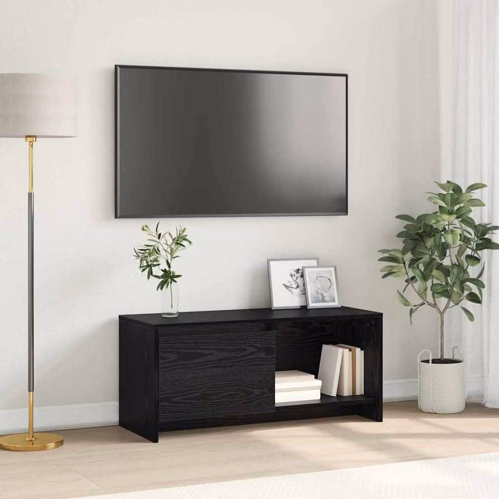 Berkfield Home Modern Black Oak TV Stand in Engineered Wood W/D/H: 90 x 40 x 35 cm – 2