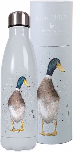 Wrendale Designs Guard Duck Reusable Stainless Steel Vacuum Insulated Water Bottle, 500ml, White/Multicolour – 2