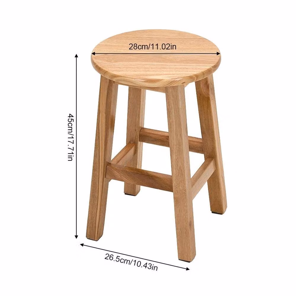 FLAVORA Beige Solid Wood Round Kitchen and Dining Stool – 2