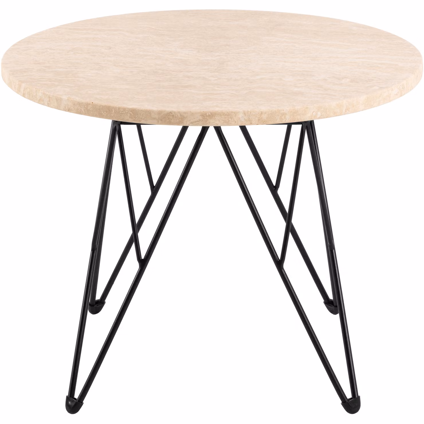Furniture To Go Prunus Round Side Table in Matt Beige and Black Coated Steel, W: 55 cm, D: 41.4 cm – 2