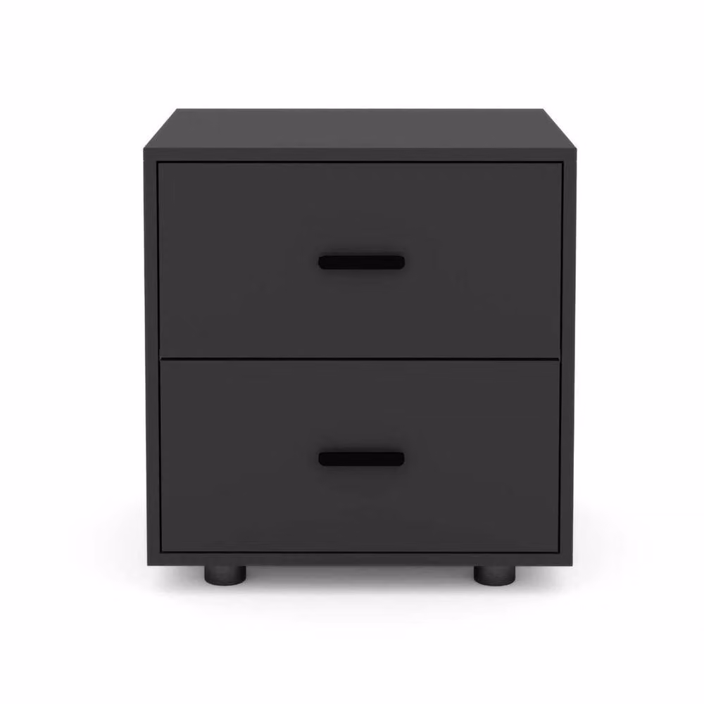 FORGEVIO Set of 2 Modern Black Wooden Bedside Tables with Drawers – 2