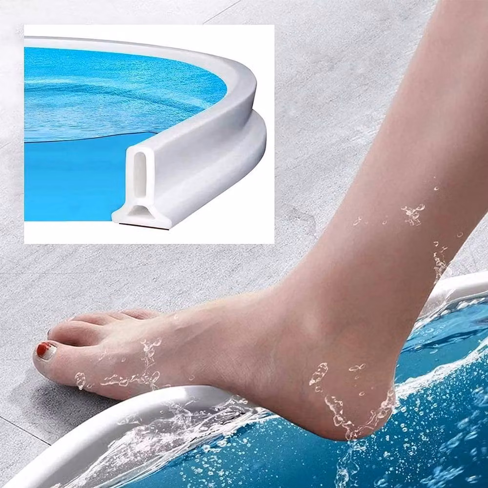 NESTLUNE White Silicone Flexible Bathroom Shower Water Stopper Seal Strip – 3