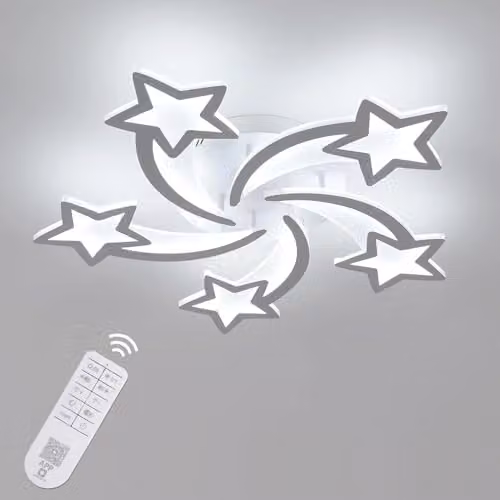 Goeco Modern Star LED Ceiling Light, White, 50W, Dimmable with Remote Control – 1