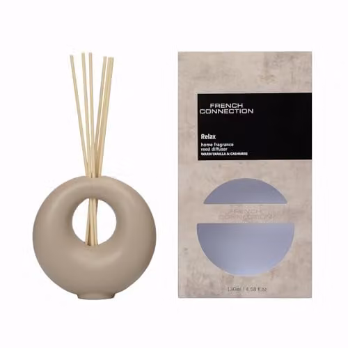 French Connection Stone Collection Scented Reed Diffuser Set, Warm Vanilla & Cashmere, 130ml