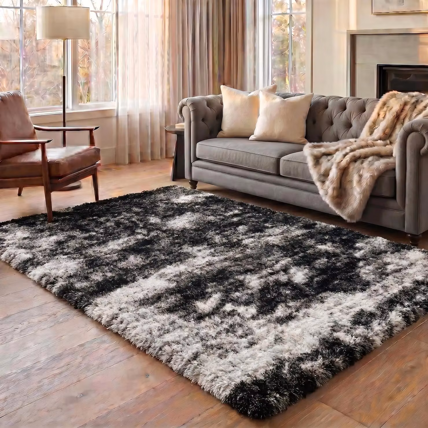 Desire Rugs Modern Abstract Shaggy Area Rug in Grey, W: 160 cm, L: 230 cm – 5