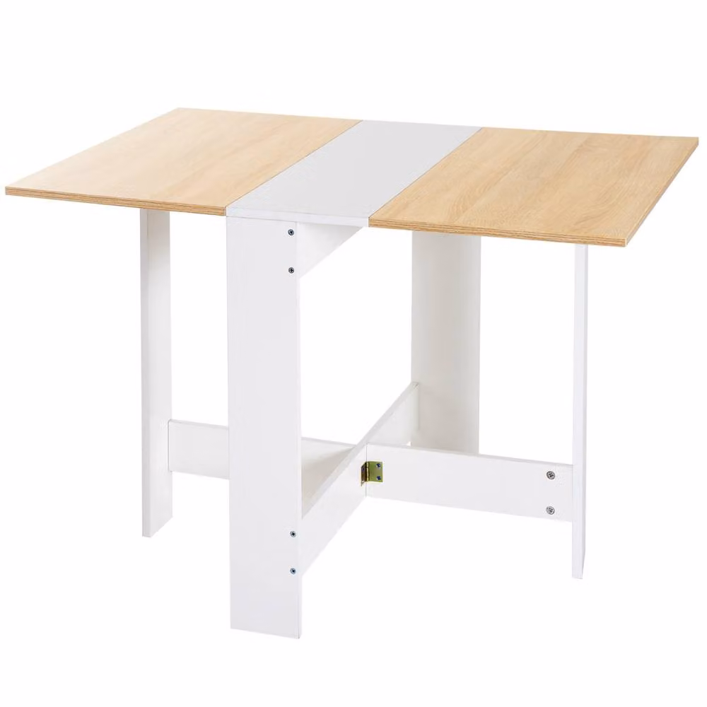 Wyld Haus Elma Oak and White Drop Leaf Dining Table – 2