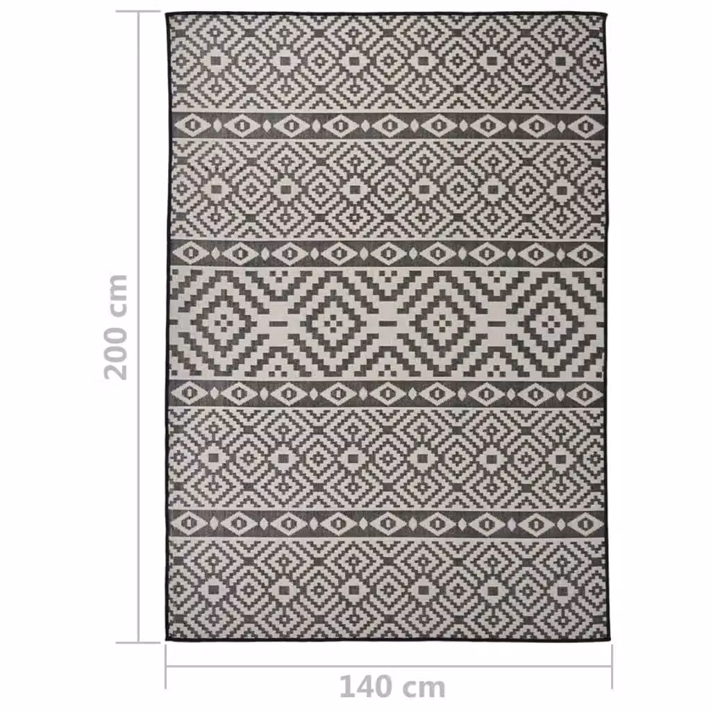 Berkfield Home Outdoor Flatweave Striped Rug in Black, W/D: 140 x 200 cm – 6
