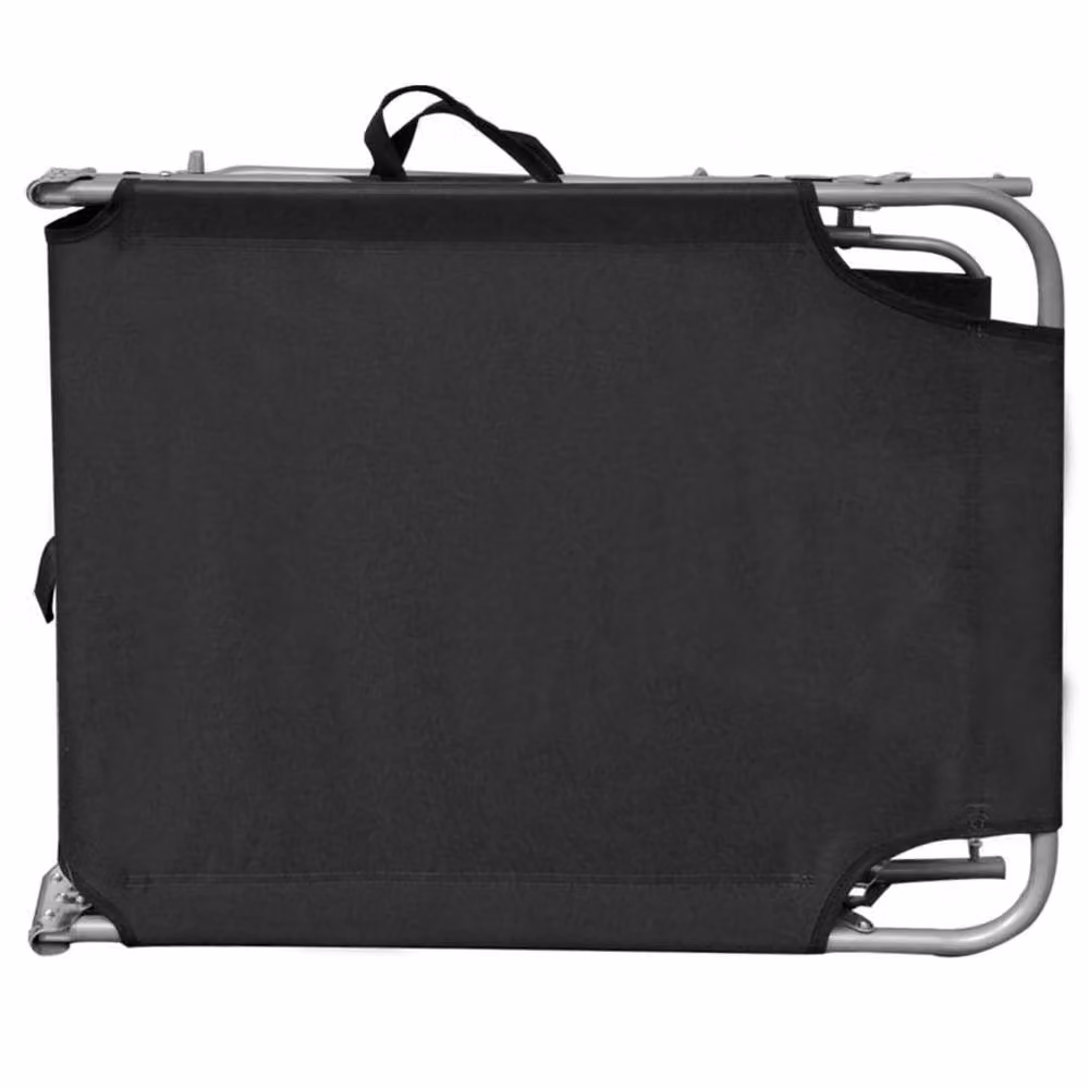 Berkfield Home Folding Sun Lounger with Canopy in Black Powder Coated Aluminium – 3
