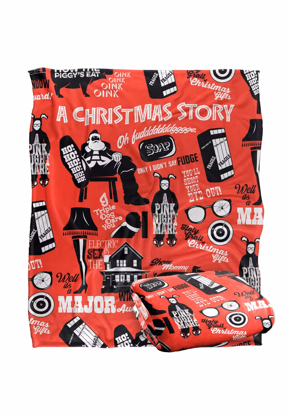 Warner Brothers A Christmas Story Silky Touch Super Soft Fluffy Throw Blanket in White, W: 152 cm, D: 127 cm – 2