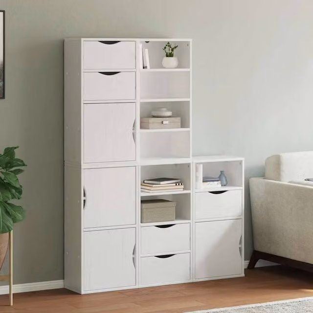Berkfield Home ODDA Side Cabinets, 5 Piece Set in White Solid Wood Pine, W: 40 cm, D: 24 cm, H: 79 cm – 1