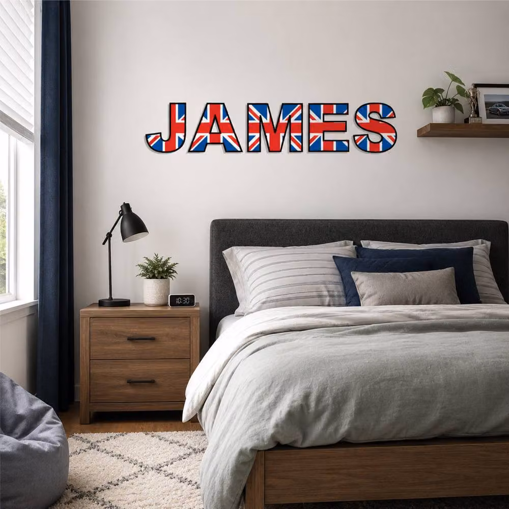 60 SECOND MAKEOVER Personalised Union Jack Name Wall Sticker Decal, Multicolour, Width: 100 cm – 2